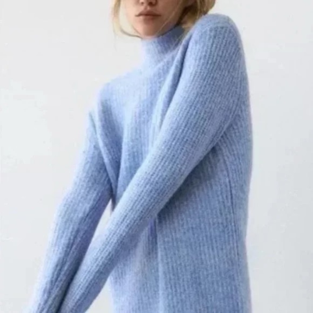 Zara Soft Blue Turtleneck Sweater